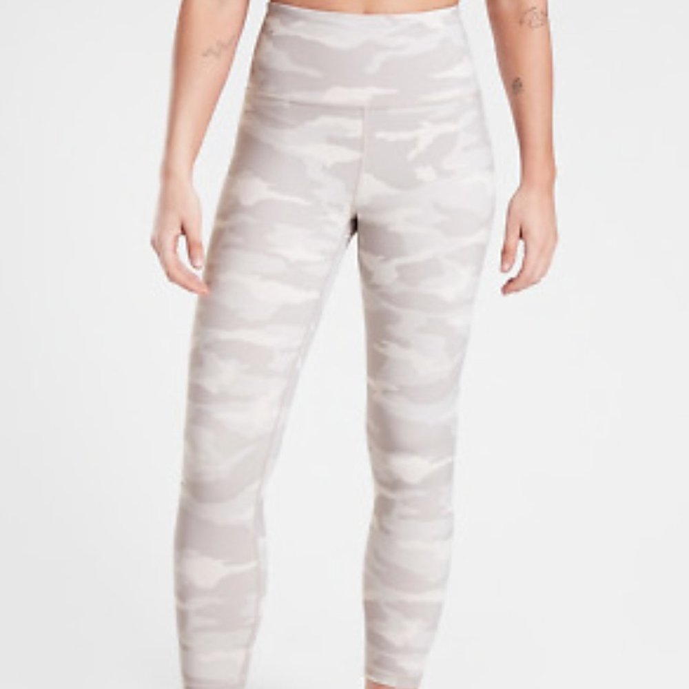 Athleta Camo Leggings in Gray and Cream